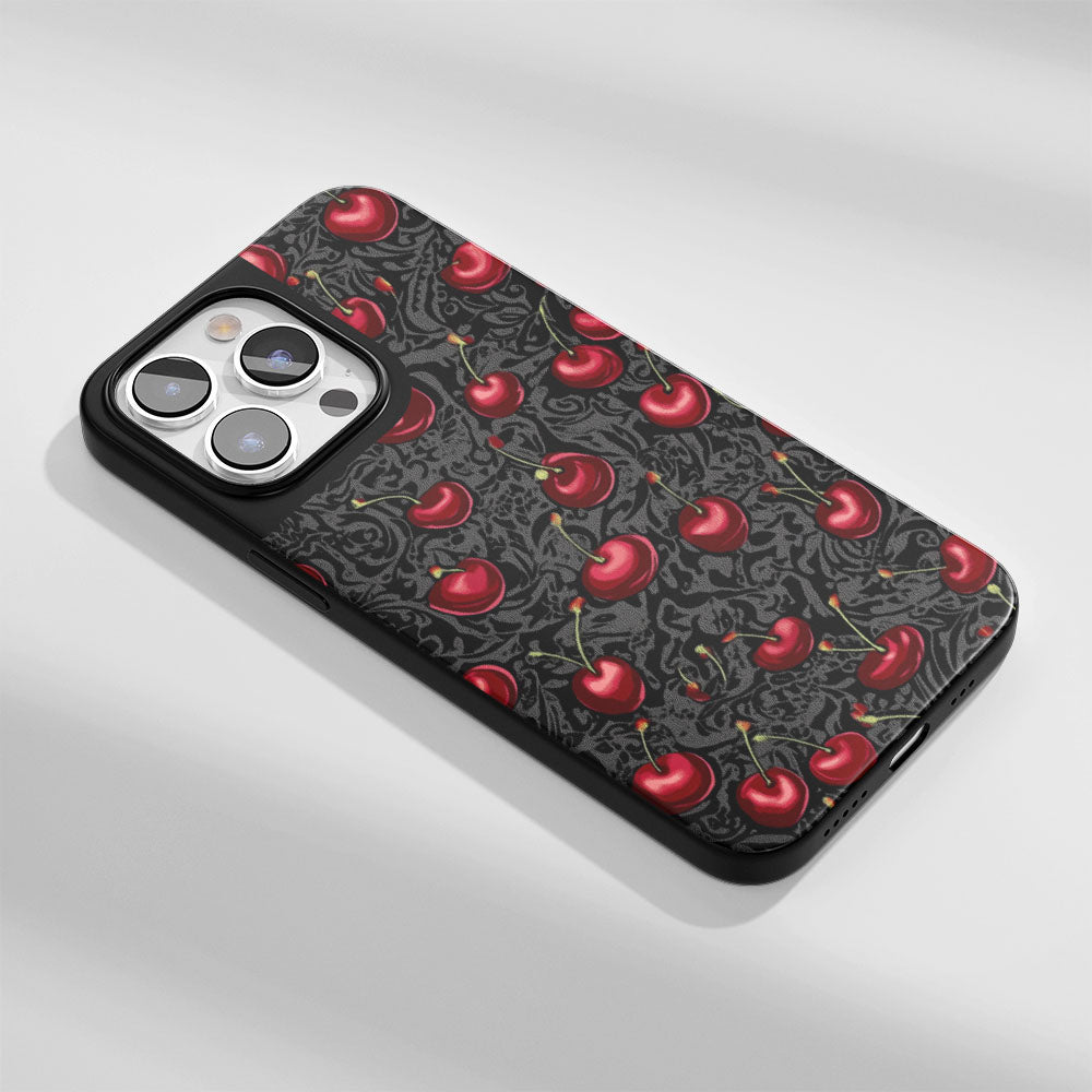 Industry-Level Tough Matte Cherries iPhone Case (MagSafe-Compatible)