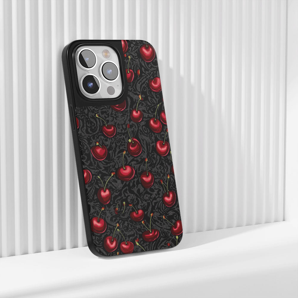 Industry-Level Tough Matte Cherries iPhone Case (MagSafe-Compatible)