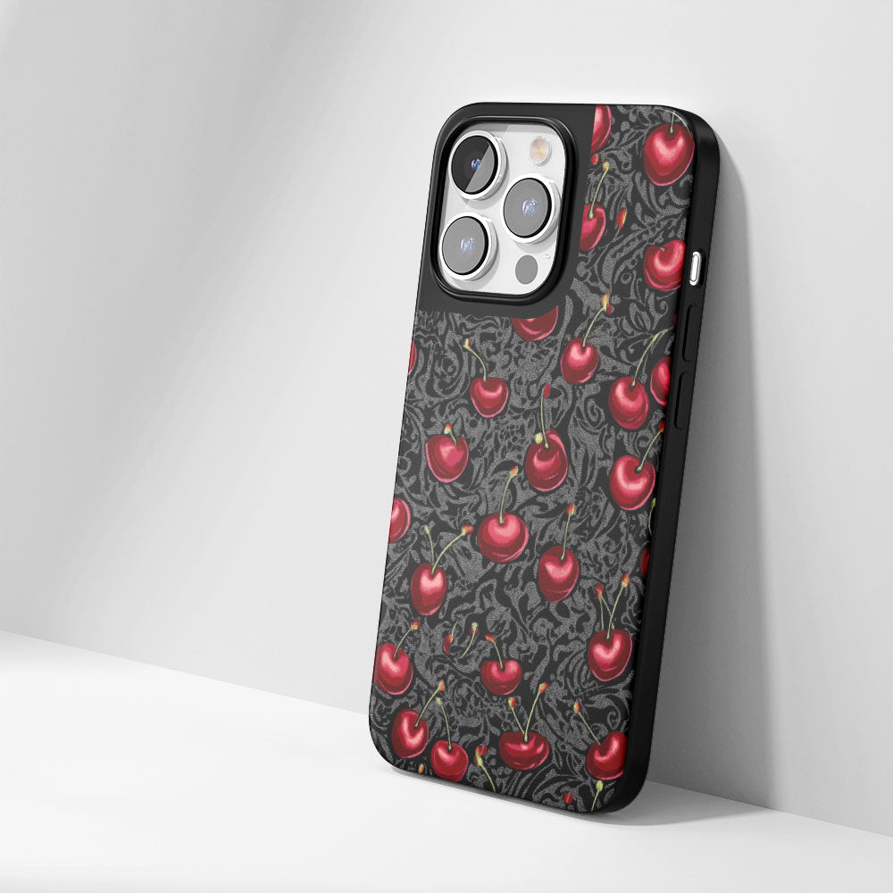 Industry-Level Tough Matte Cherries iPhone Case (MagSafe-Compatible)