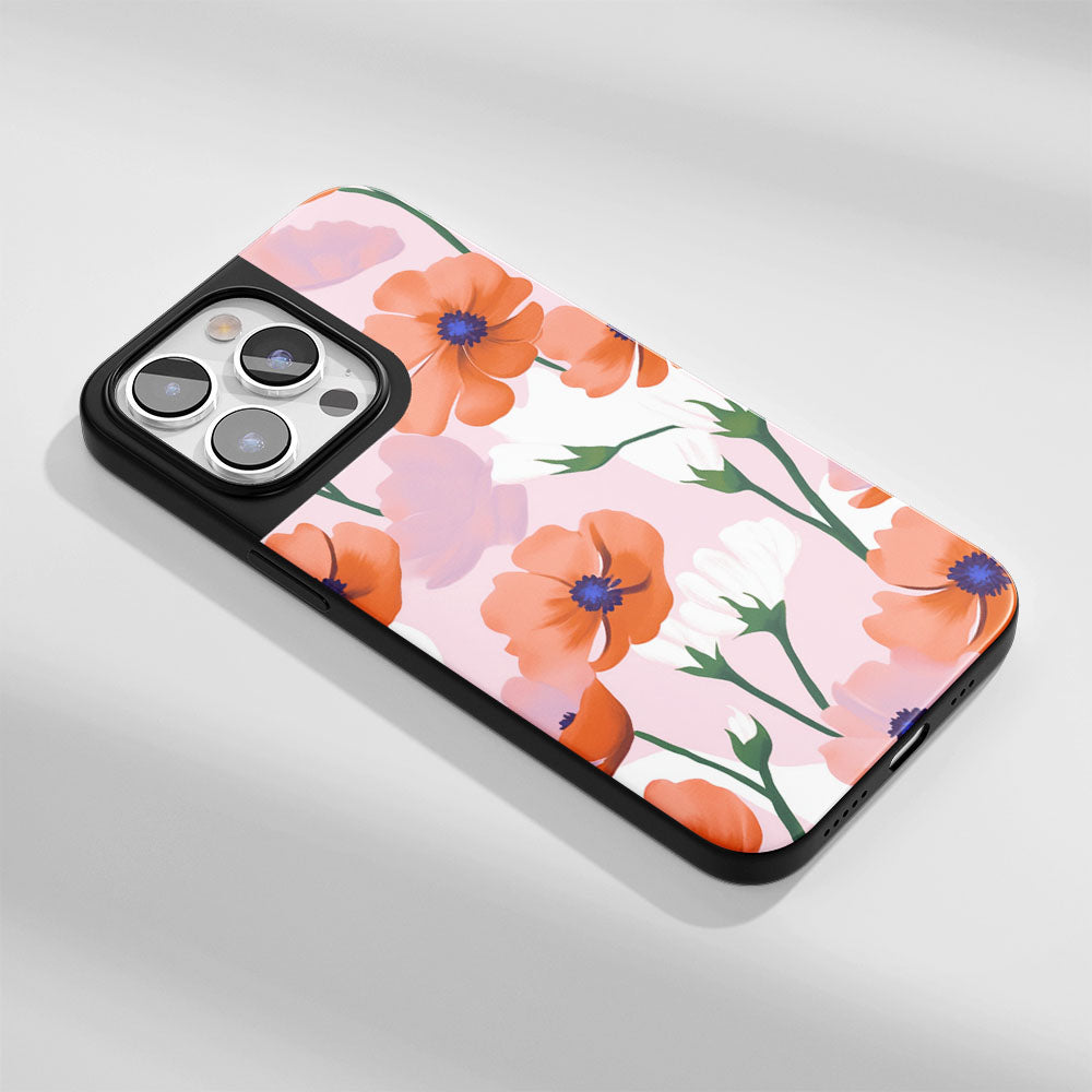 Industry-Level Tough Matte Flowers iPhone Case (MagSafe-Compatible)