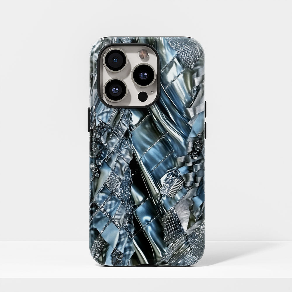 Double-Layer Semi-Handprinted Tough Matte Checks iPhone Case