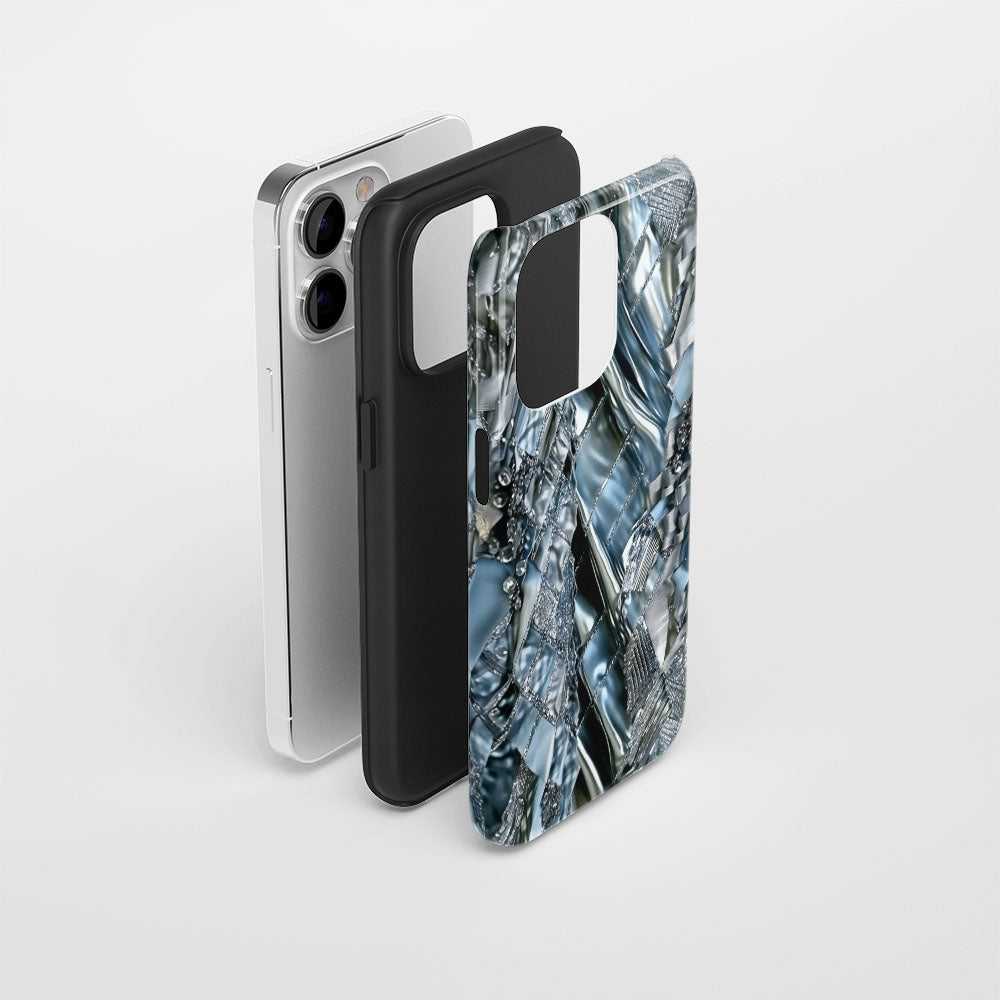 Double-Layer Semi-Handprinted Tough Matte Checks iPhone Case