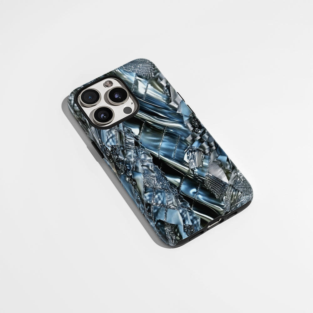 Double-Layer Semi-Handprinted Tough Matte Checks iPhone Case