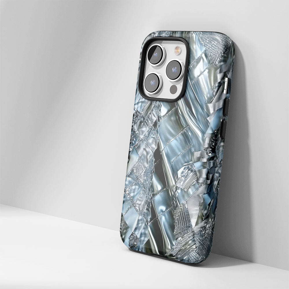 Double-Layer Semi-Handprinted Tough Matte Checks iPhone Case