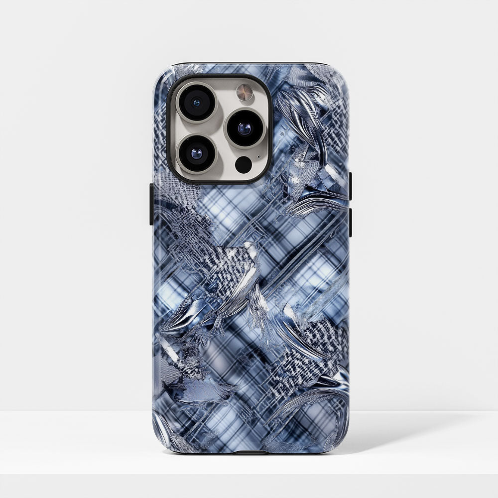 Double-Layer Semi-Handprinted Tough Matte Checks iPhone Case
