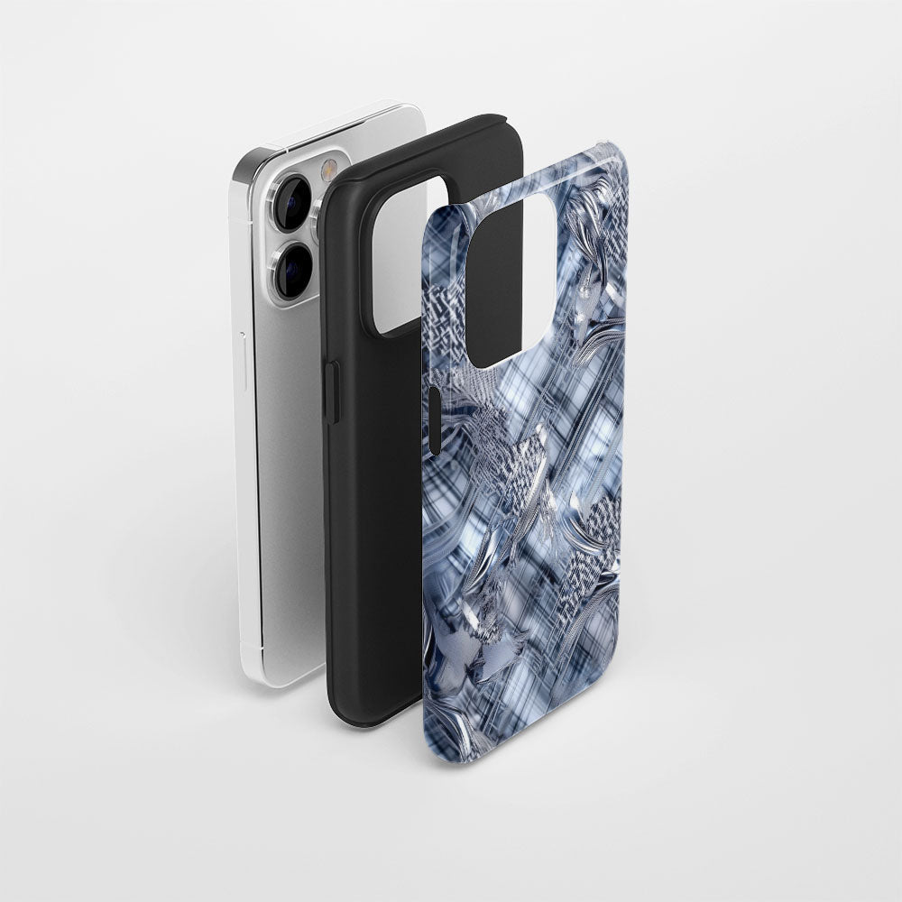 Double-Layer Semi-Handprinted Tough Matte Checks iPhone Case