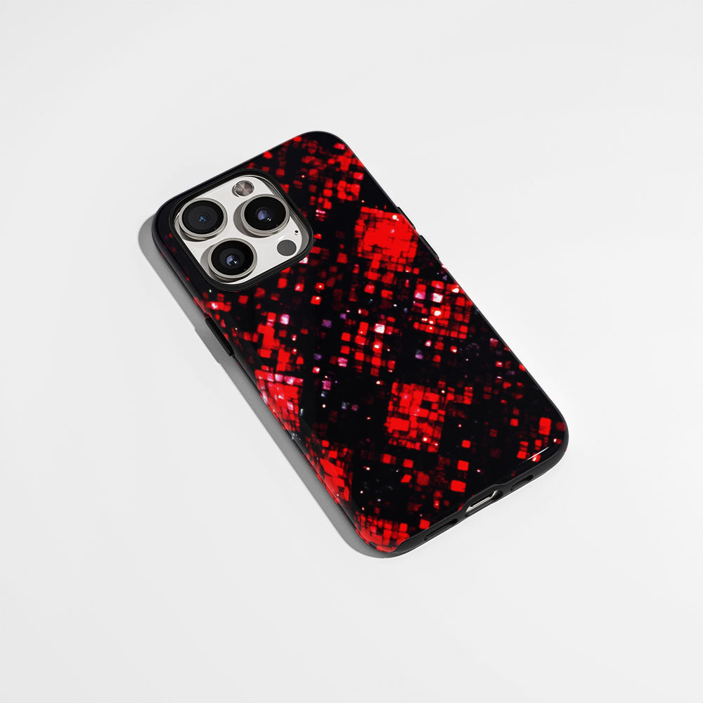 Double-Layer Semi-Handprinted Tough Matte Checks iPhone Case