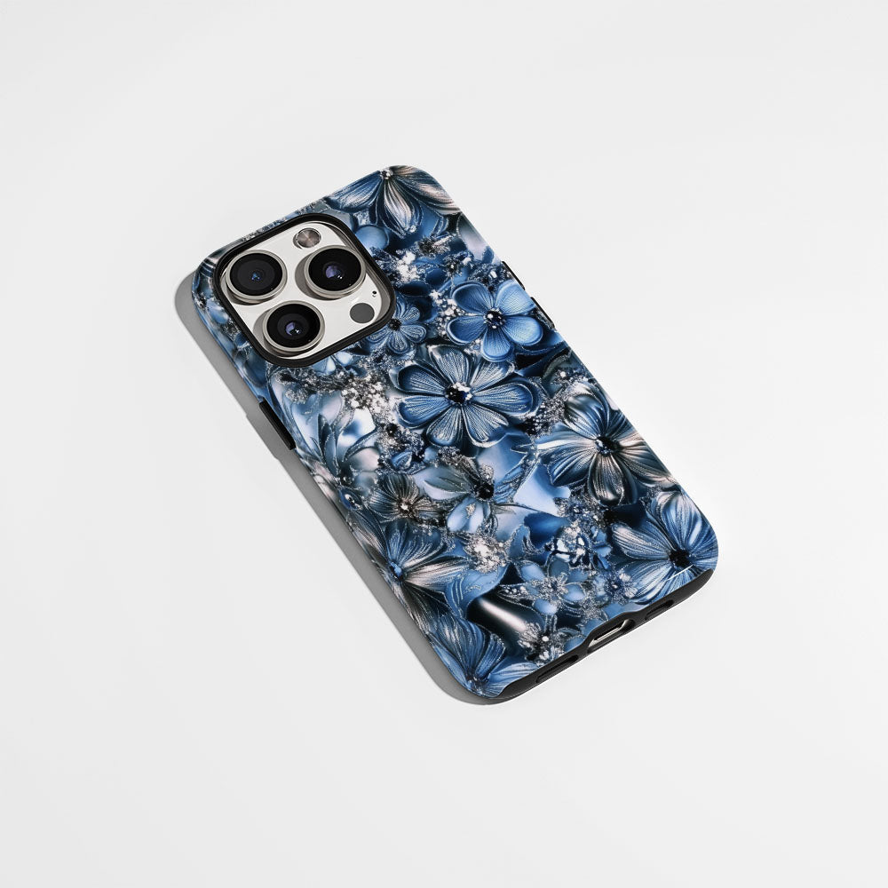 Double-Layer Semi-Handprinted Tough Matte Flowers iPhone Case