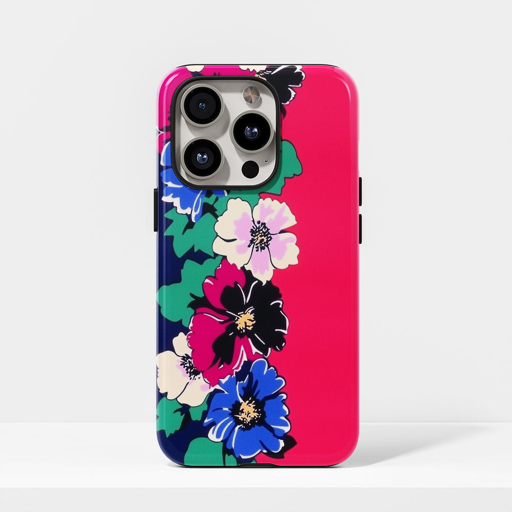 Double-Layer Semi-Handprinted Tough Matte Flowers iPhone Case