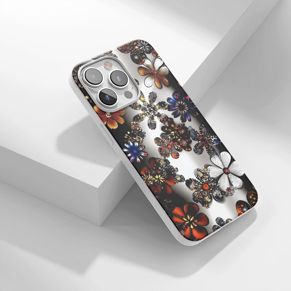 Latest 3rd-Generation Crystal Tough Glossy Flowers iPhone Case (MagSafe-Compatible)