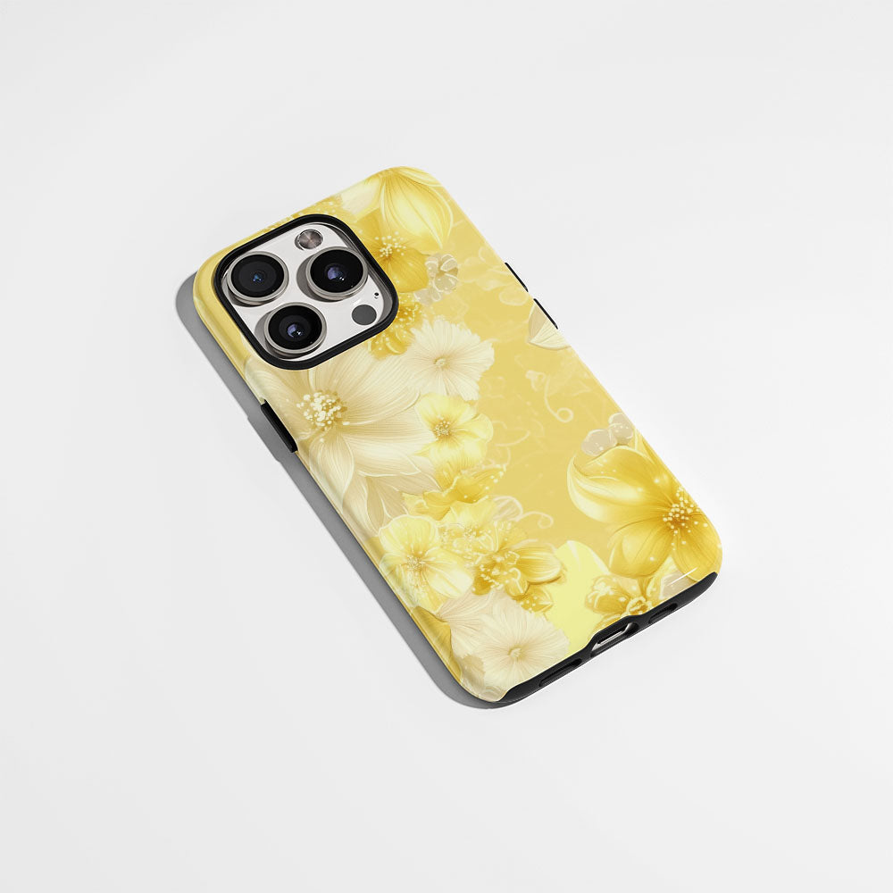 Double-Layer Semi-Handprinted Tough Matte Flowers iPhone Case