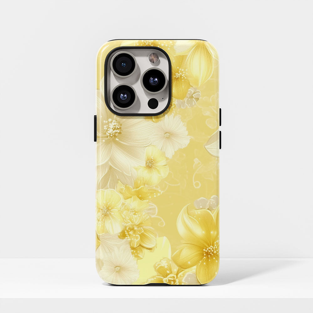 Double-Layer Semi-Handprinted Tough Matte Flowers iPhone Case