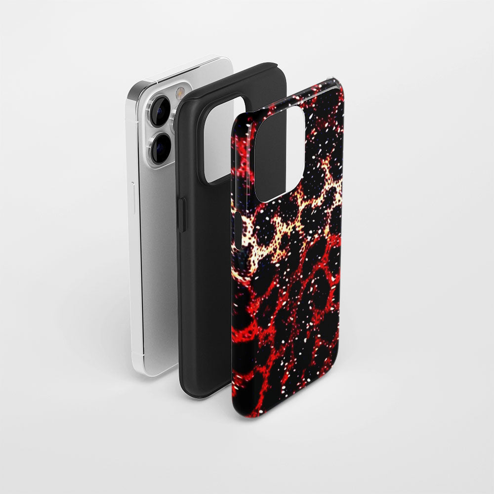 Double-Layer Semi-Handprinted Tough Matte Leopard Print iPhone Case