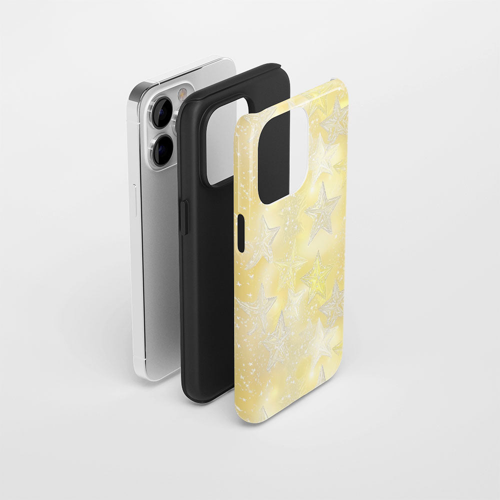 Double-Layer Semi-Handprinted Tough Matte Stars iPhone Case