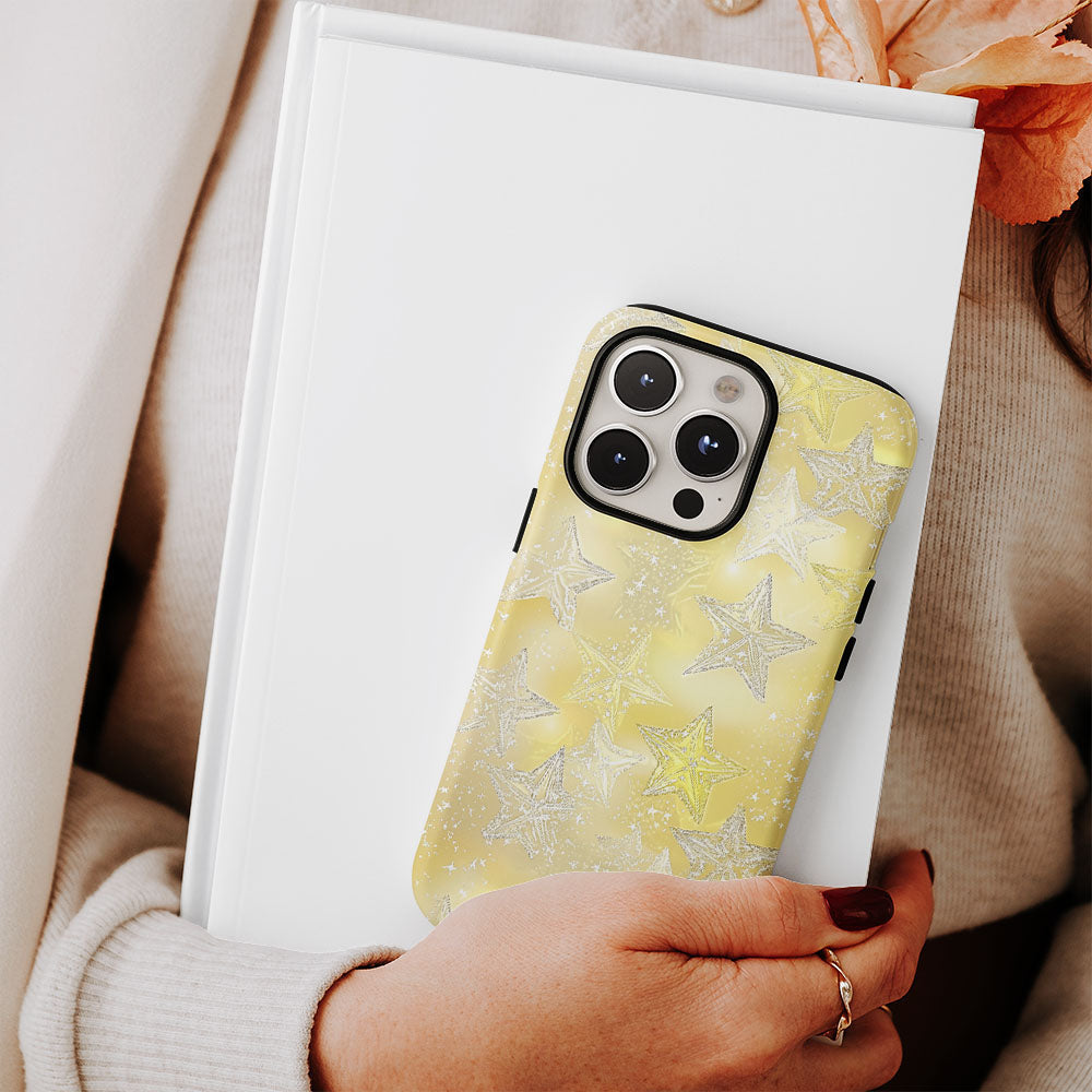 Double-Layer Semi-Handprinted Tough Matte Stars iPhone Case