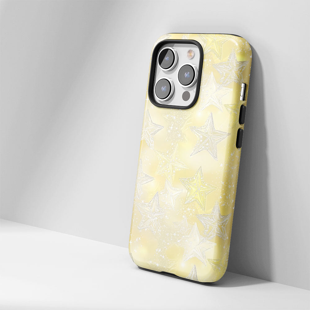 Double-Layer Semi-Handprinted Tough Matte Stars iPhone Case