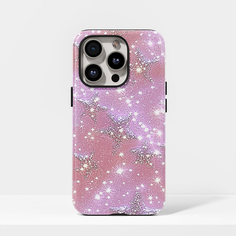 Double-Layer Semi-Handprinted Tough Matte Stars iPhone Case