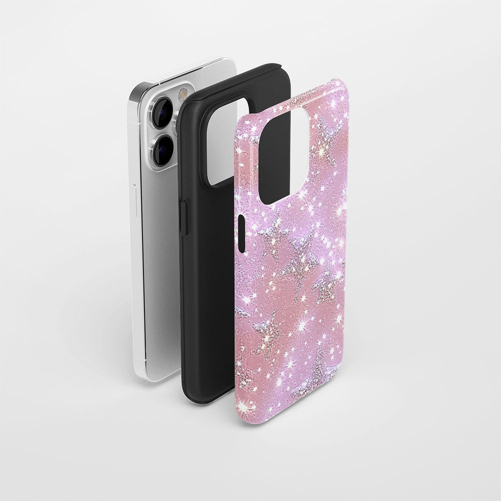 Double-Layer Semi-Handprinted Tough Matte Stars iPhone Case