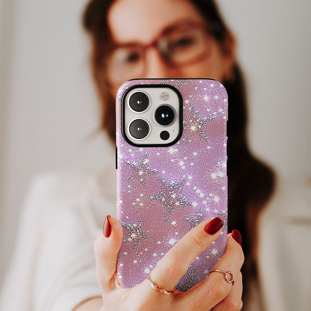 Double-Layer Semi-Handprinted Tough Matte Stars iPhone Case
