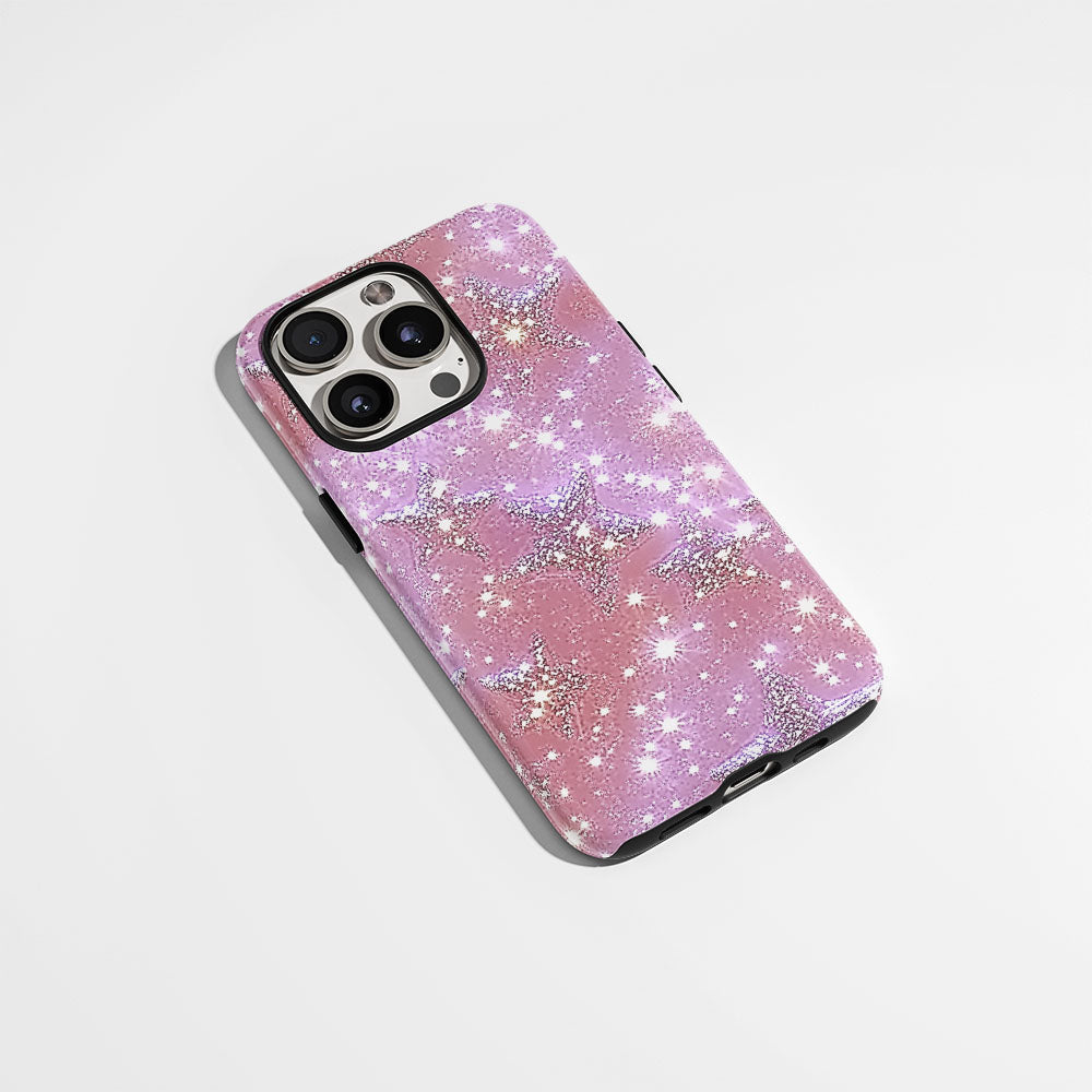 Double-Layer Semi-Handprinted Tough Matte Stars iPhone Case