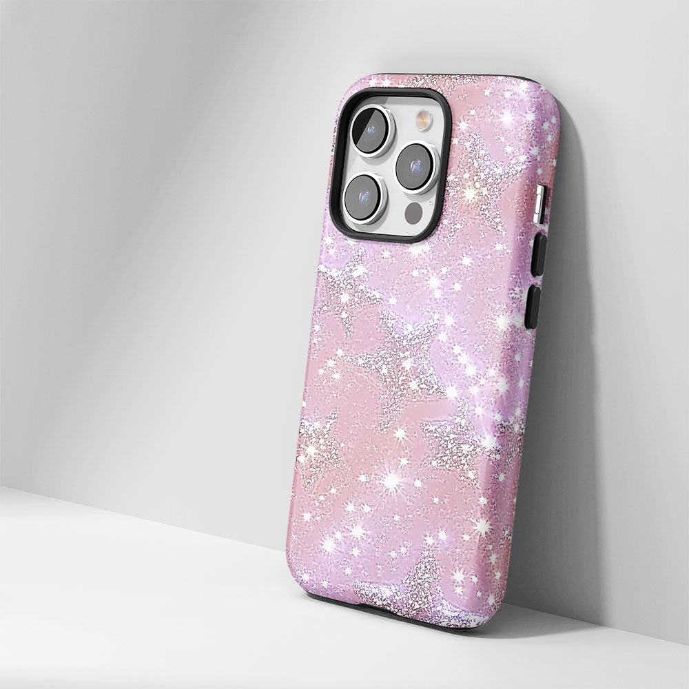 Double-Layer Semi-Handprinted Tough Matte Stars iPhone Case