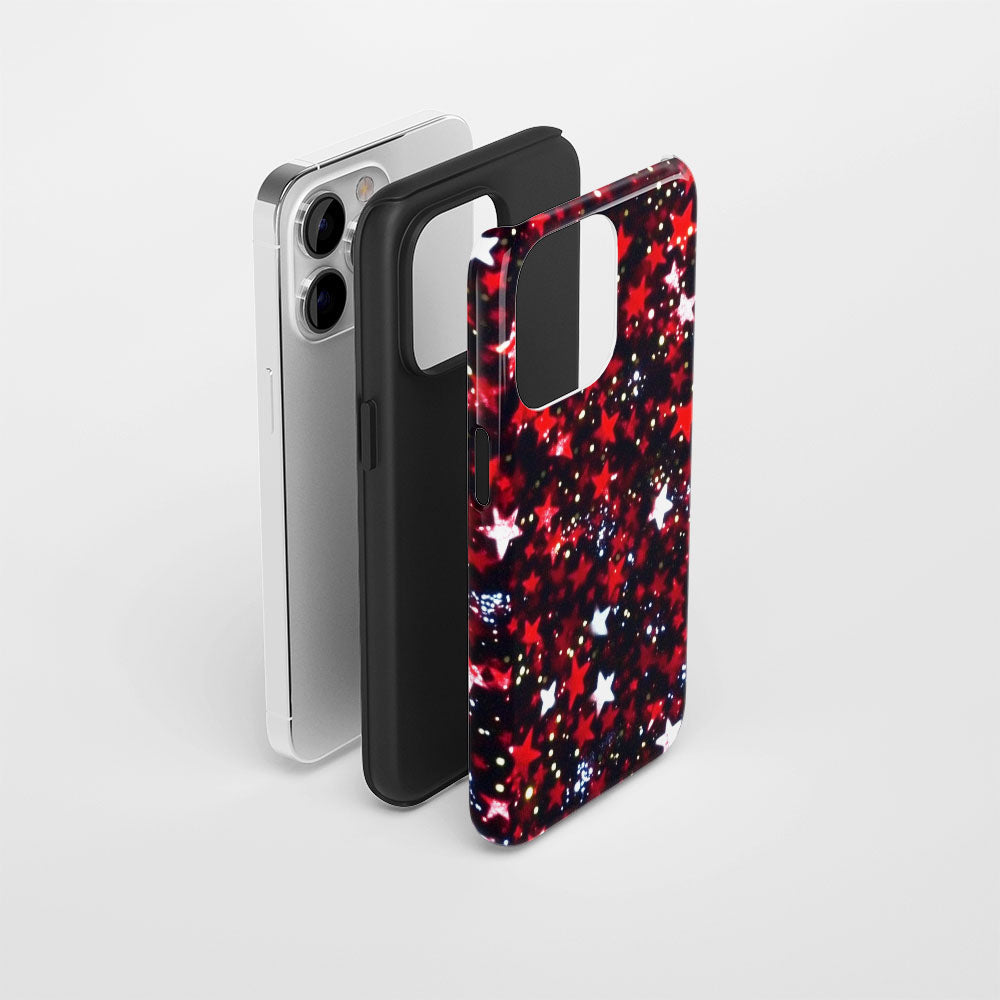 Double-Layer Semi-Handprinted Tough Matte Stars iPhone Case