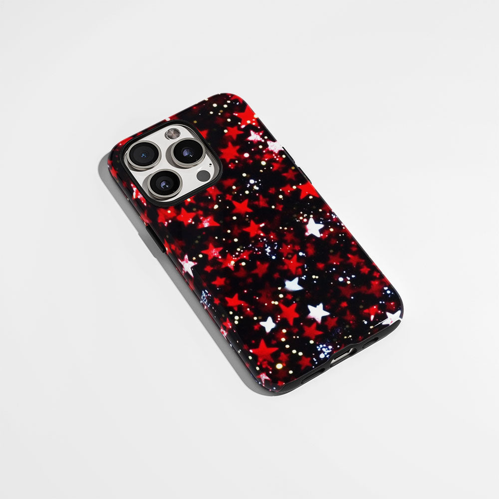 Double-Layer Semi-Handprinted Tough Matte Stars iPhone Case