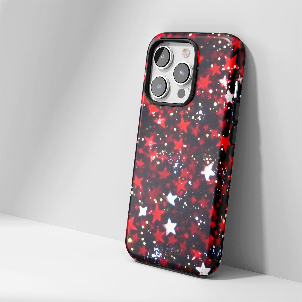 Double-Layer Semi-Handprinted Tough Matte Stars iPhone Case