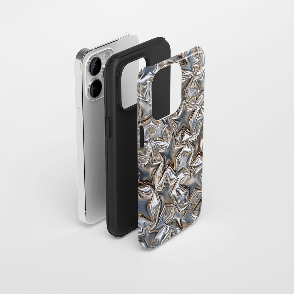 Double-Layer Semi-Handprinted Tough Matte Stars iPhone Case