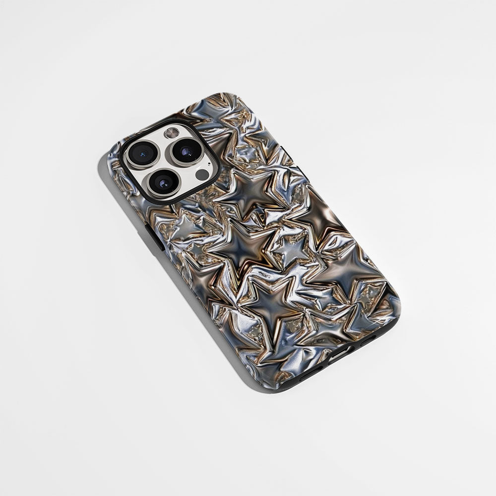 Double-Layer Semi-Handprinted Tough Matte Stars iPhone Case