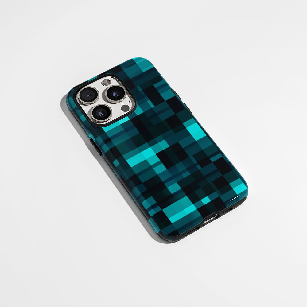 Double-Layer Semi-Handprinted Tough Matte Checks iPhone Case