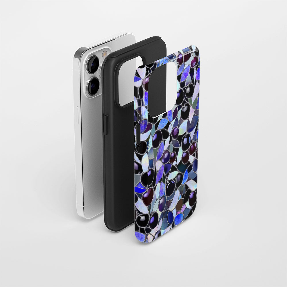 Double-Layer Semi-Handprinted Tough Matte Cherries iPhone Case