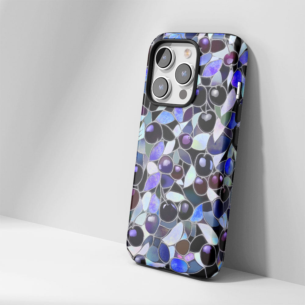Double-Layer Semi-Handprinted Tough Matte Cherries iPhone Case