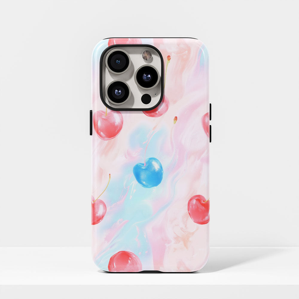 Double-Layer Semi-Handprinted Tough Matte Cherries iPhone Case