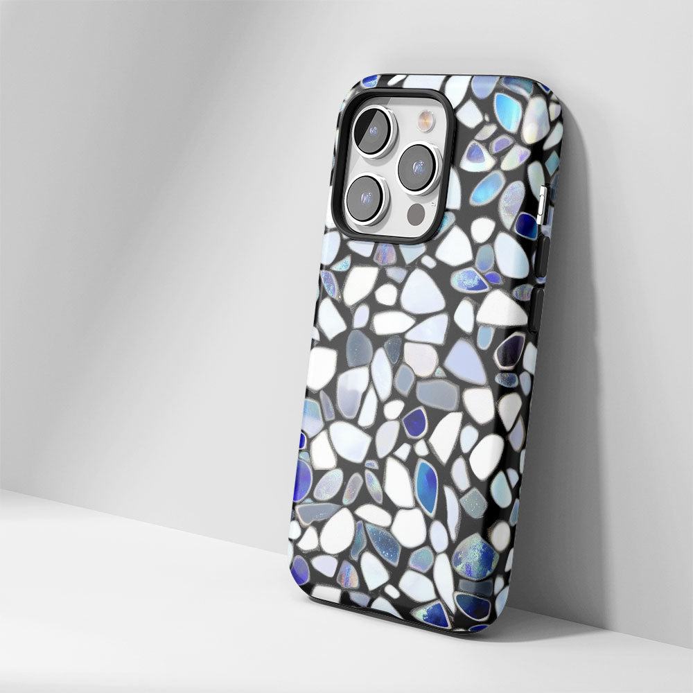 Double-Layer Semi-Handprinted Tough Matte Dots iPhone Case