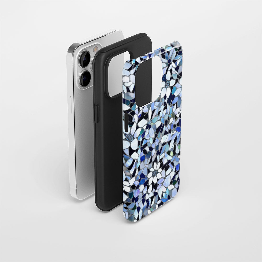 Double-Layer Semi-Handprinted Tough Matte Flowers iPhone Case