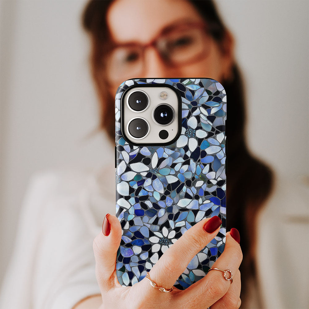 Double-Layer Semi-Handprinted Tough Matte Flowers iPhone Case