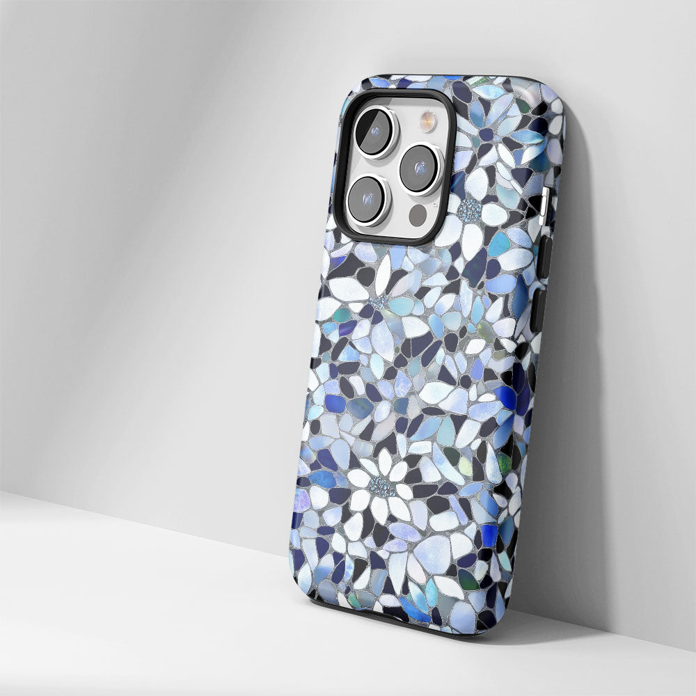 Double-Layer Semi-Handprinted Tough Matte Flowers iPhone Case