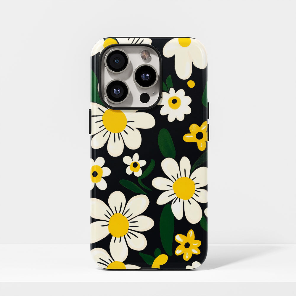 Double-Layer Semi-Handprinted Tough Matte Flowers iPhone Case