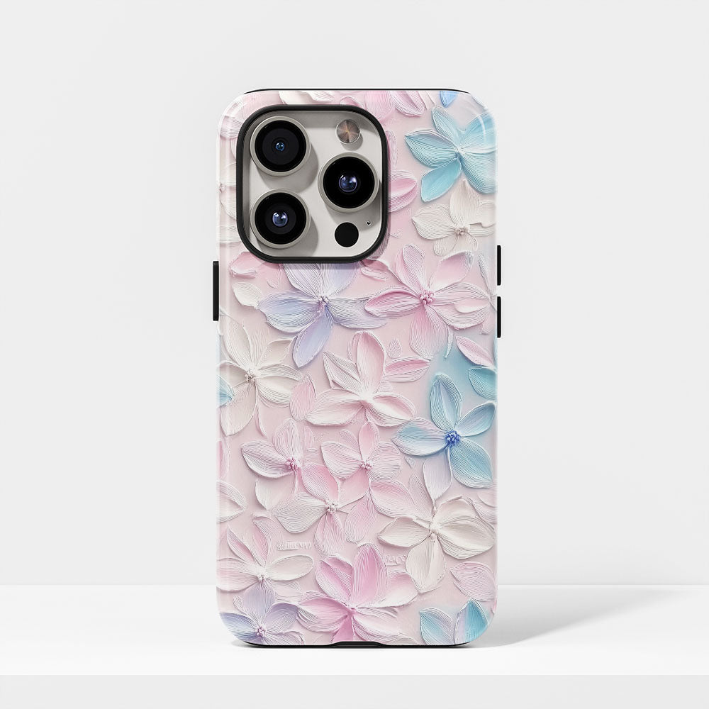 Double-Layer Semi-Handprinted Tough Matte Flowers iPhone Case
