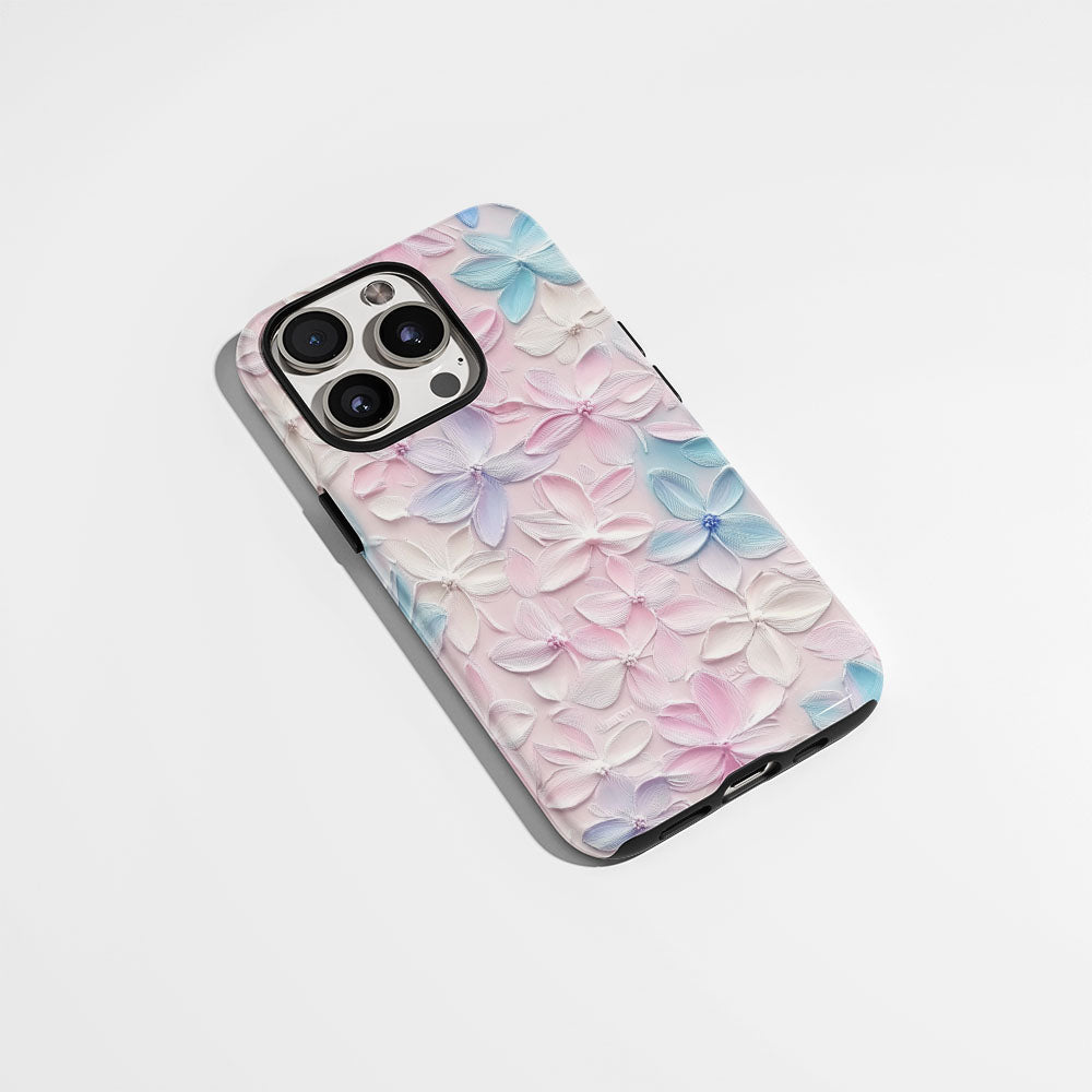 Double-Layer Semi-Handprinted Tough Matte Flowers iPhone Case