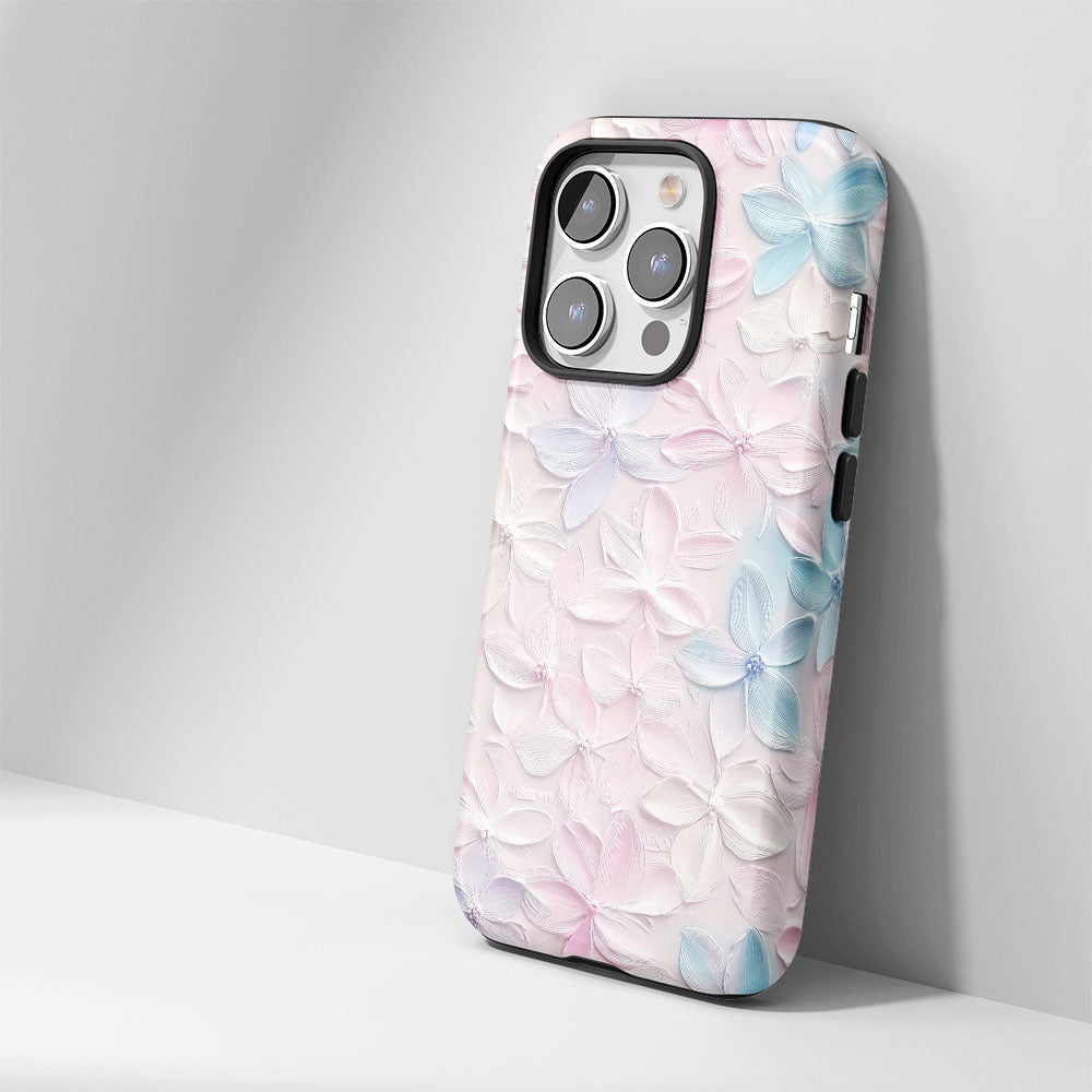 Double-Layer Semi-Handprinted Tough Matte Flowers iPhone Case