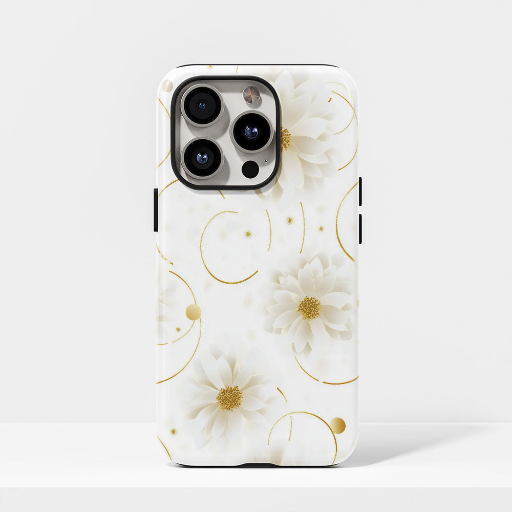 Double-Layer Semi-Handprinted Tough Matte Flowers iPhone Case
