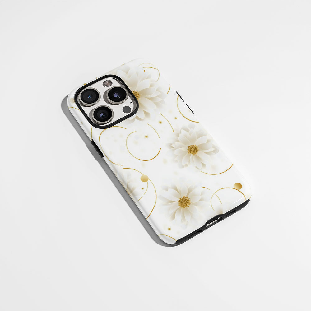Double-Layer Semi-Handprinted Tough Matte Flowers iPhone Case