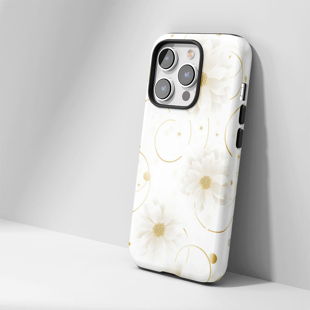 Double-Layer Semi-Handprinted Tough Matte Flowers iPhone Case