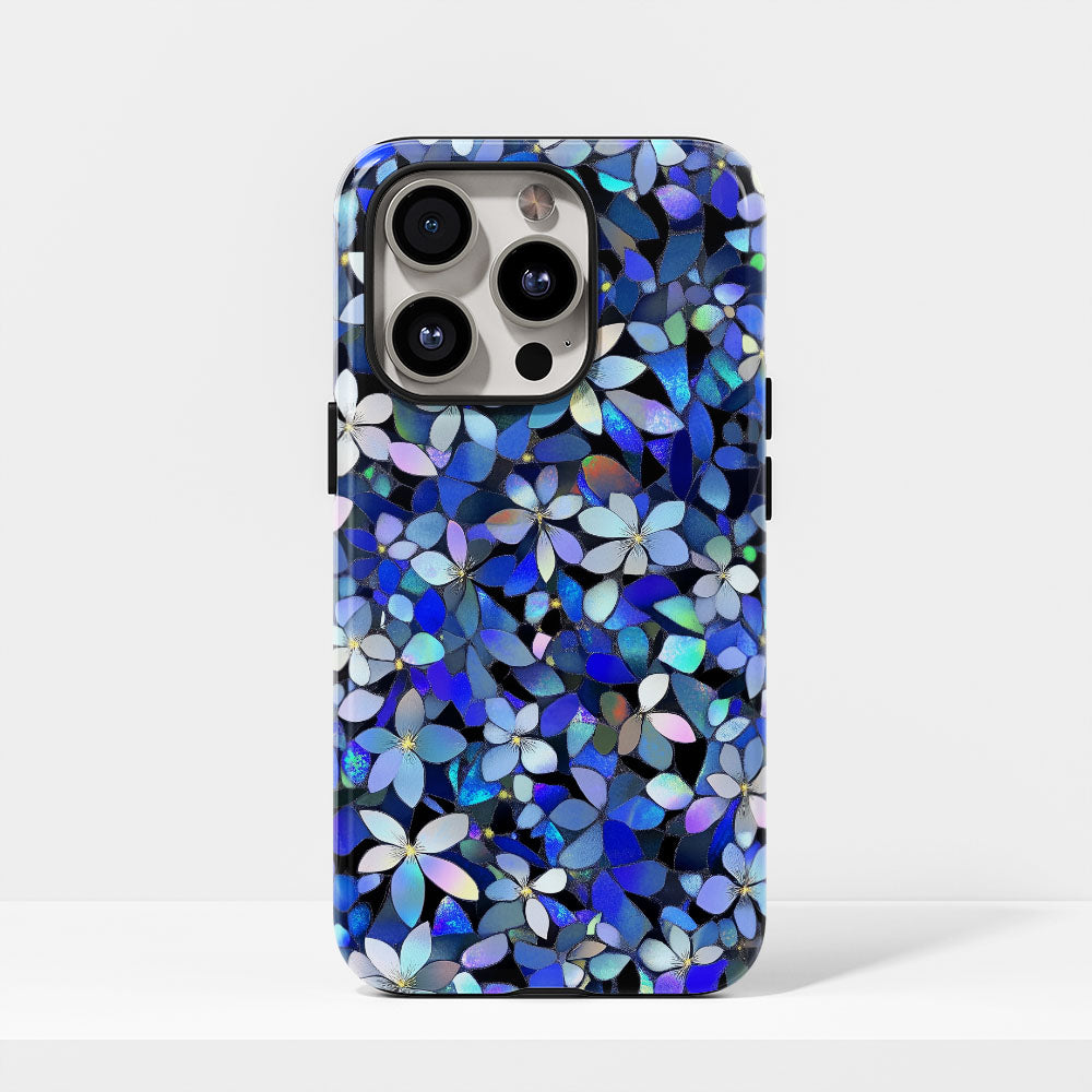 Double-Layer Semi-Handprinted Tough Matte Flowers iPhone Case