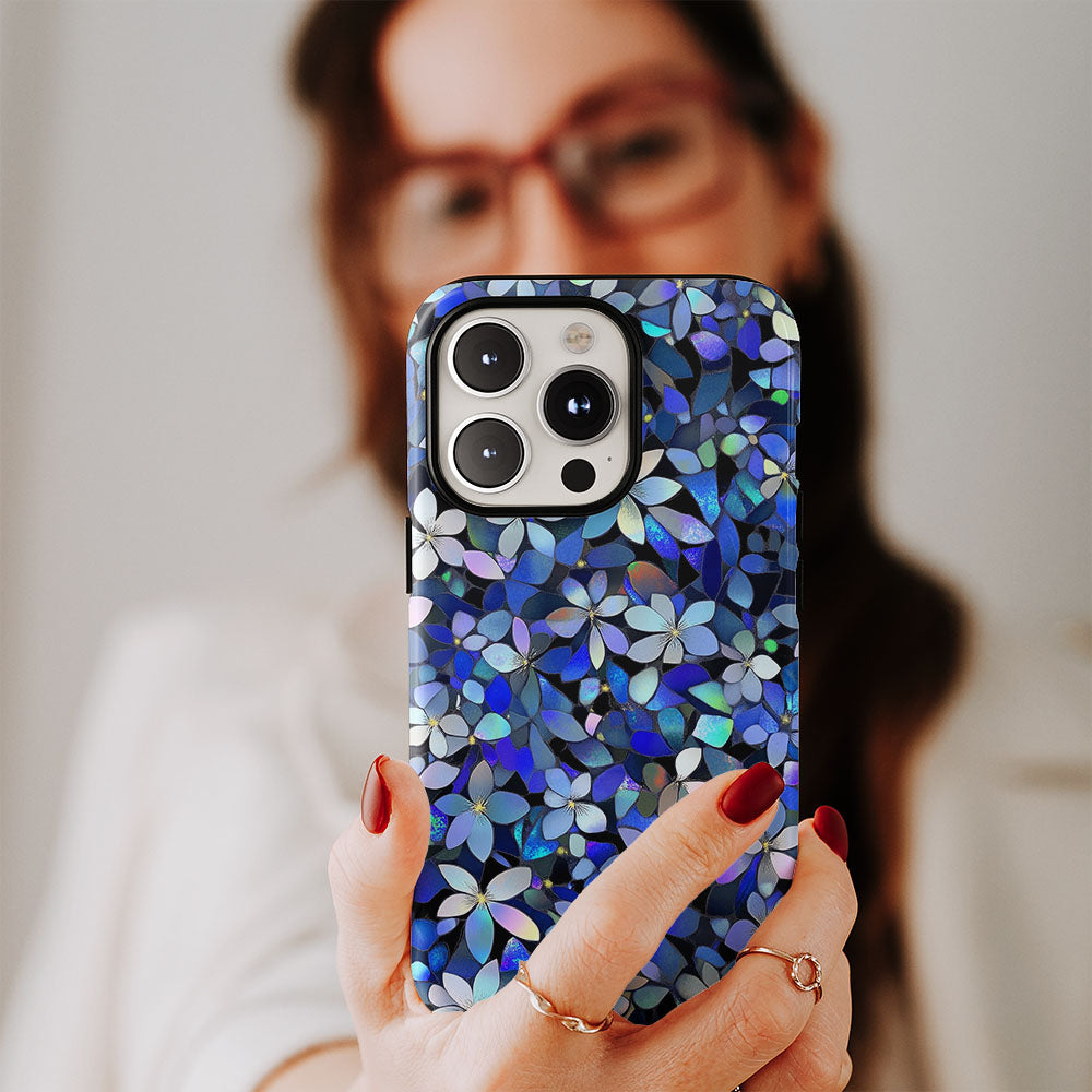 Double-Layer Semi-Handprinted Tough Matte Flowers iPhone Case