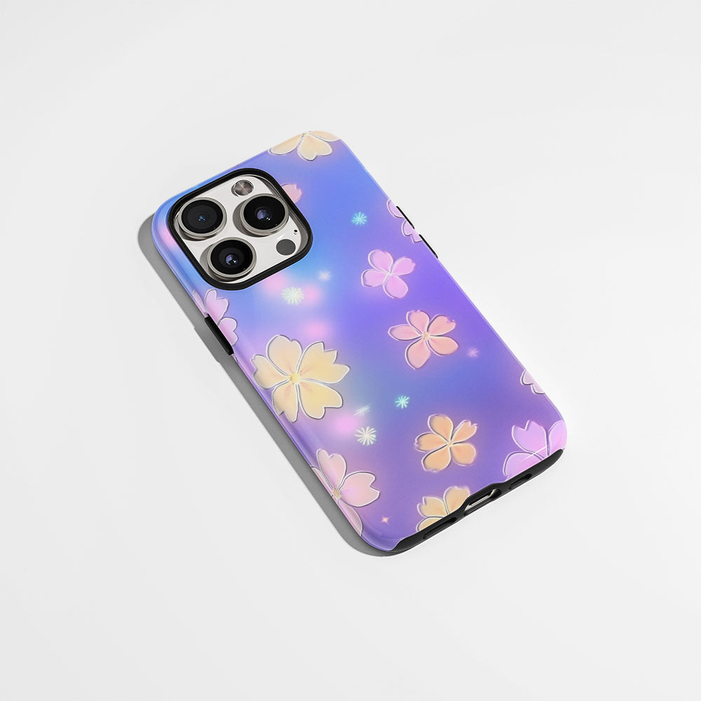 Double-Layer Semi-Handprinted Tough Matte Flowers iPhone Case