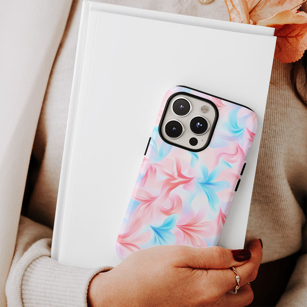 Double-Layer Semi-Handprinted Tough Matte Flowers iPhone Case