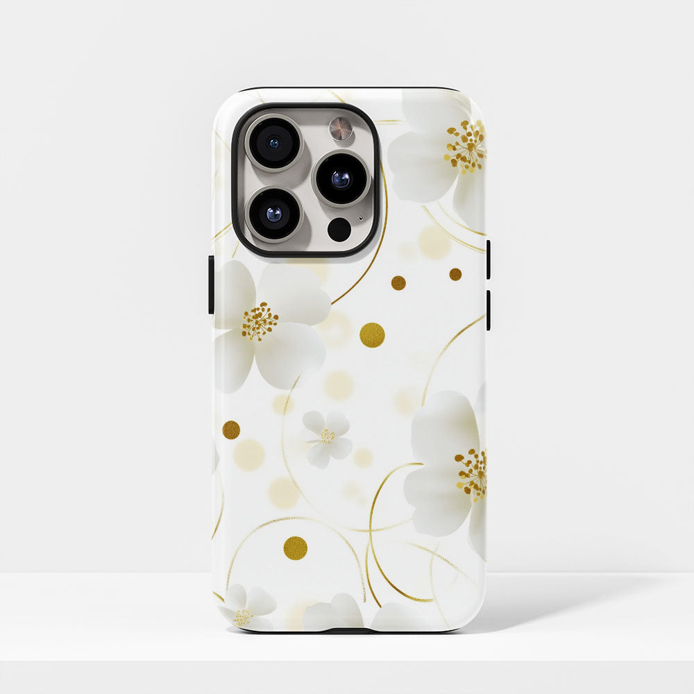 Double-Layer Semi-Handprinted Tough Matte Flowers iPhone Case